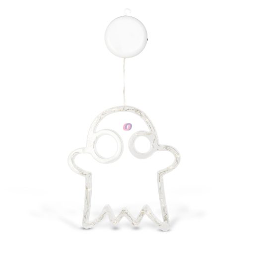 Halloween világító ablakdekor szellem - tapadókorongos - 12 LED - 20 x 18,5 cm - 3 x AAA