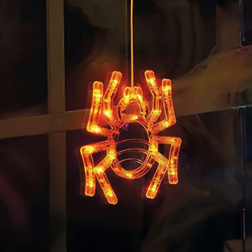 Halloween világító ablakdekor pók - tapadókorongos - 12 LED - 20 x 18,5 cm - 3 x AAA