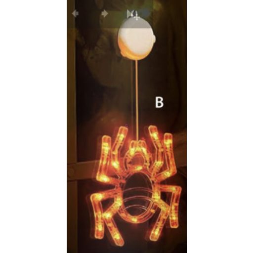 Halloween világító ablakdekor pók - tapadókorongos - 12 LED - 20 x 18,5 cm - 3 x AAA