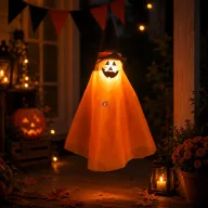   XL Halloweeni dekor lampion tökfej LED világítással 70 cm