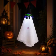   XL Halloweeni dekor lampion szellem, LED világítással 70 cm