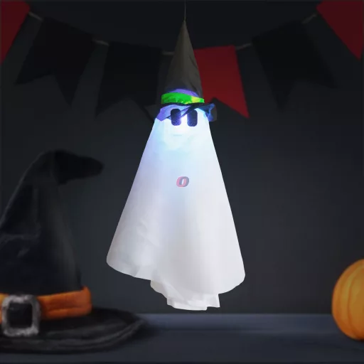XL Halloweeni dekor lampion szellem, LED világítással 70 cm