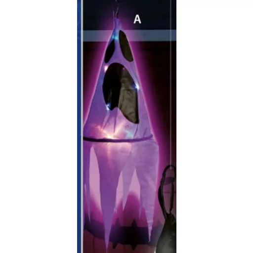XL Halloweeni dekor lampion lila szellem, LED világítással 75 cm