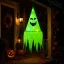 XL Halloweeni dekor lampion zöld szellem, LED világítással 75 cm