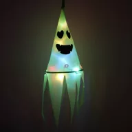   XL Halloweeni dekor lampion zöld szellem, LED világítással 75 cm
