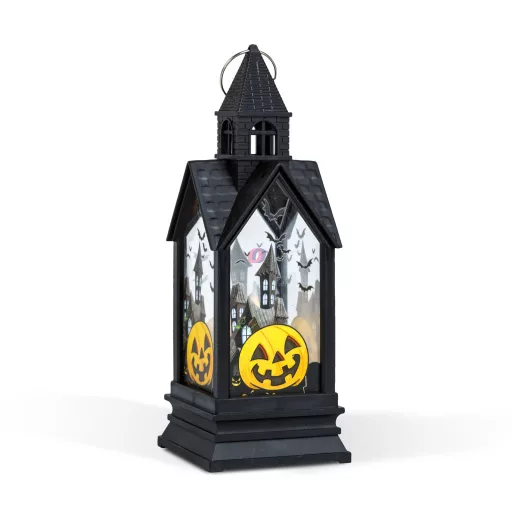 Halloween Lámpás - Tök - sárga LED - 17,5 x 6,3 x 6,3 cm - 3 x LR44