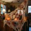 Halloween textil dekoráció, piros/fehér textil, 91 x 76 cm