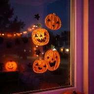 Halloween gél ablakmatrica szett, tök, 15 x 25 cm