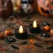Halloween világító dekoráció, LED teamécses, fekete, 2 db-os sztt