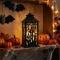 Halloween pislákoló lámpás, kastély, elemes, fekete, 30 x 14 cm