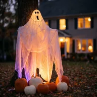   Halloween dekoráció, szellem fátyol, 2,15 x 1,52 m, fehér