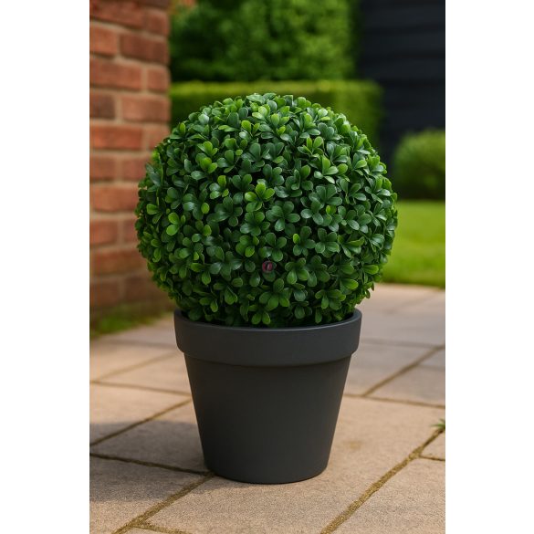 Buxus gömb, zöld, UV álló, 21 cm, műanyag