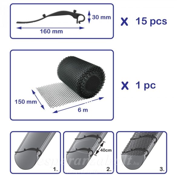 Ereszcsatorna védő lombfogó háló