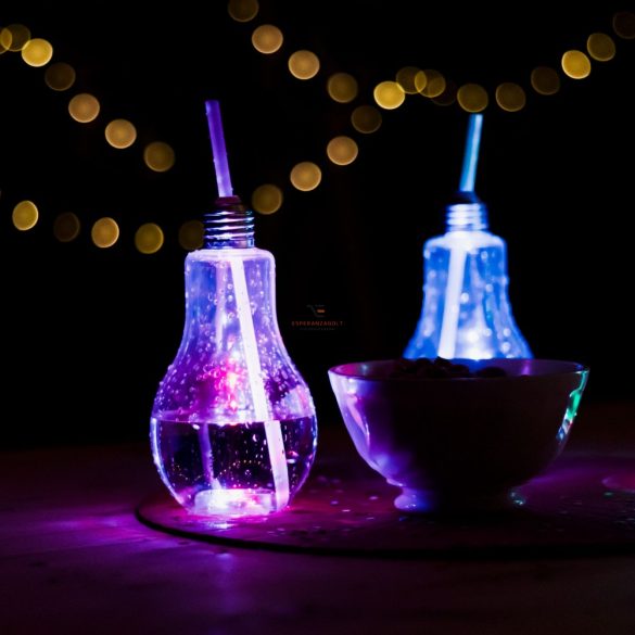Világító LED-es party pohár izzó körte formájú 400 ml - 57160J