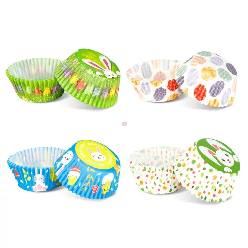 Muffin papír szett - húsvéti 100 db (25 x 4 szín) - 7 x 5 x 3,2 cm