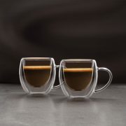   Duplafalú üveg kávés csésze - 80 ml  2 db / szett espresso
