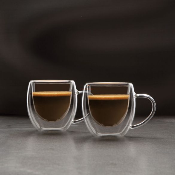 Duplafalú üveg kávés csésze - 80 ml  2 db / szett espresso