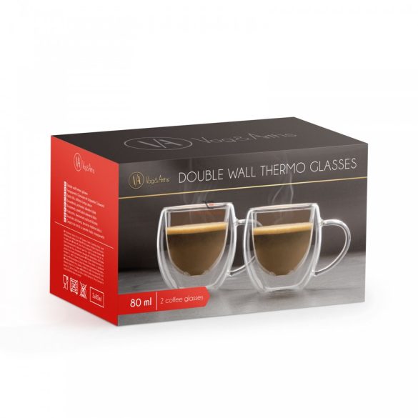 Duplafalú üveg kávés csésze - 80 ml  2 db / szett espresso