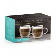 Duplafalú cappucino üveg csésze - 250 ml  2 db / szett
