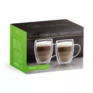 Duplafalú üveg kávés pohár - 350 ml - 2 db / szett