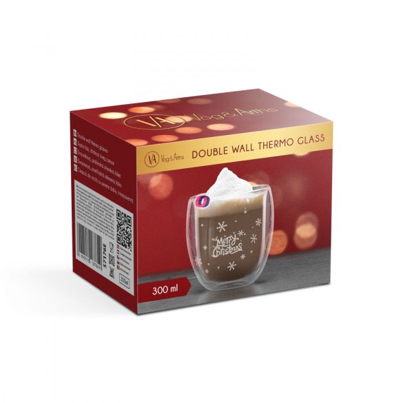 Karácsonyi duplafalú üveg pohár 300 ml