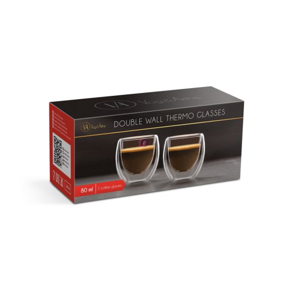 Duplafalú espresso üveg kávéscsésze 2 db-os 80 ml