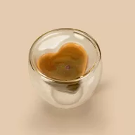 Duplafalú üveg kávéspohár szív formával 180 ml