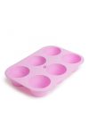 Szilikon muffinsütő-forma - 6 adagos 5 / 7 cm átmérő rózsaszín