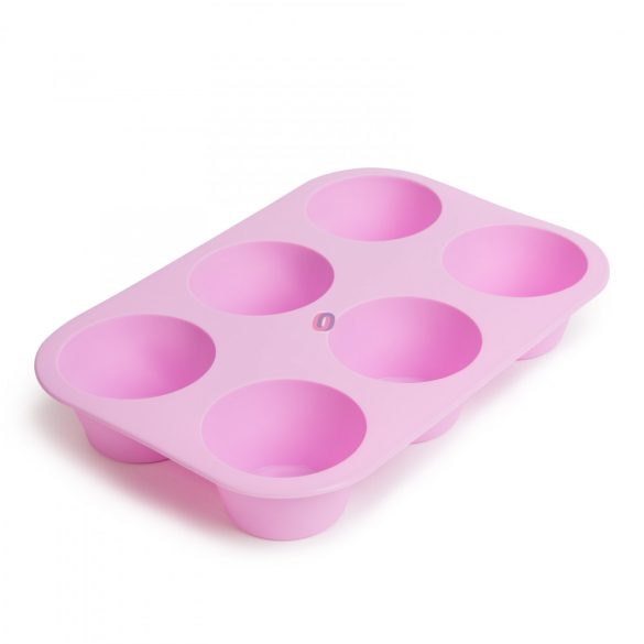 Szilikon muffinsütő-forma - 6 adagos 5 / 7 cm átmérő rózsaszín