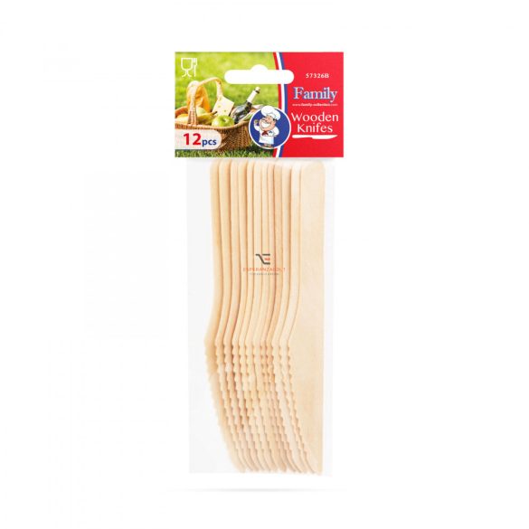 Fa evőeszköz készlet - kés - 12 db / csomag