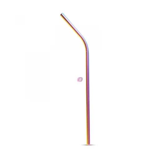 Rozsdamentes acél szívószál szett - titán szivárványos - 215 x 6 mm - 5 részes