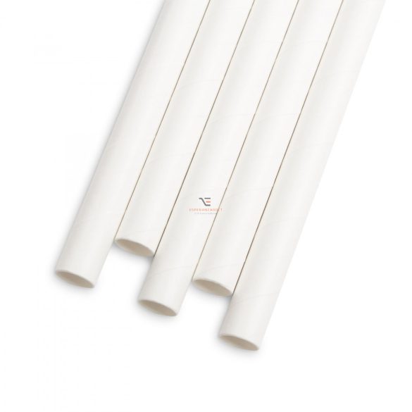 Papír szívószál - fehér 197 x 6 mm - 150 db / csomag