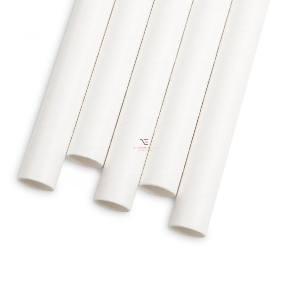Papír szívószál - fehér 197 x 10 mm - 80 db / csomag