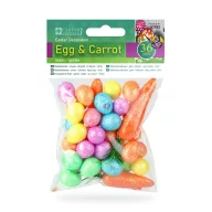   Húsvéti dekoráció - szivacs - csillámos - tojás, répa - 36 db / csomag