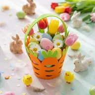   Húsvéti dekoráció - filc kosár - répa forma - 25 x Ø18 cm