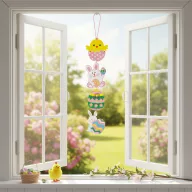   Húsvéti függő dekoráció - csillámos hablemez - 60 cm - 4 részes