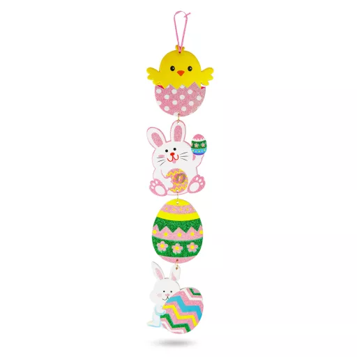 Húsvéti függő dekoráció - csillámos hablemez - 60 cm - 4 részes