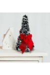 Karácsonyi, asztali műfenyő - havas - 2 piros masnival - 26 cm