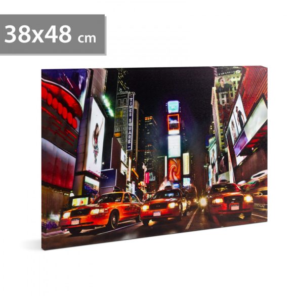 LED-es fali hangulatkép - "Times Square" -  2 x AA, 38 x 48 cm