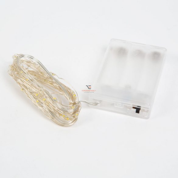 Karácsonyi LED fényfüzér - 5 m - 50 LED - hidegfehér - 3 x AA