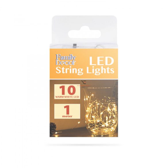 LED fényfüzér 10 db melegfehér LED 2 x AA