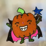   Halloween ablakdekor Színes csillámos Tök Halloweeni kellék 15x13,5 cm