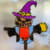   Halloween ablakdekor Színes madárijesztő Tök Halloweeni kellék 14x15,5 cm
