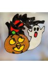Halloween ablakdekor Színes Tök szellemmel Halloweeni kellék 15x13,5 cm