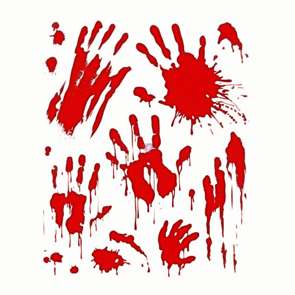 Halloween-i ablakmatrica szett,véres kezek, 8 részes