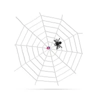   XXL Pókháló pókkal fehér 130 cm átmérő halloween kellék
