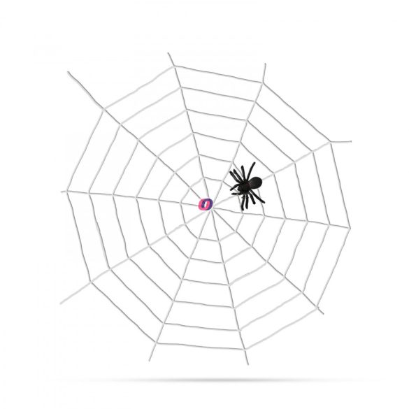 XXL Pókháló pókkal fehér 130 cm átmérő halloween kellék