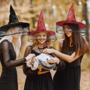 Halloween-i boszorkány kalap piros/fekete 38 cm