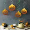 Halloween-i dekoráció szett - 12 db tök - csillogó spirál akasztó