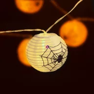   Halloweeni lampion fényfüzér pókhálós elemes  10 LED  7,5 x 165 cm